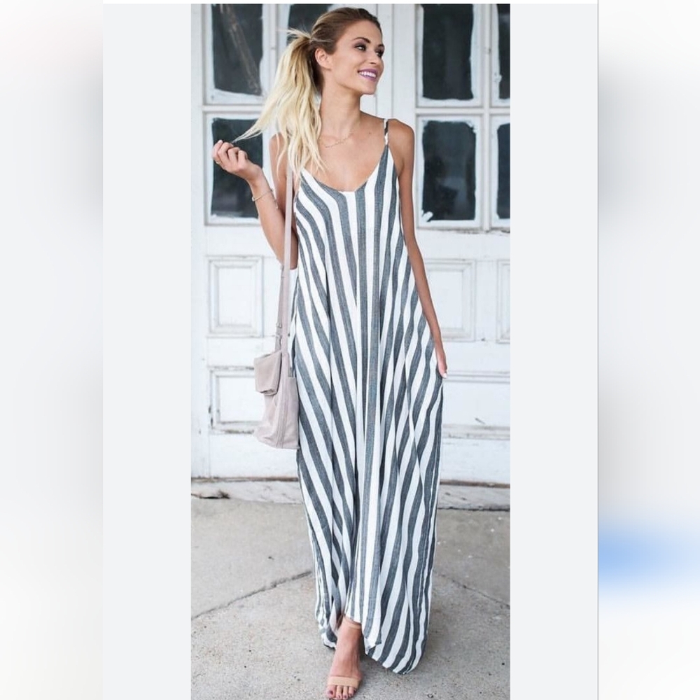 Love In Striped Maxi Dress Medium